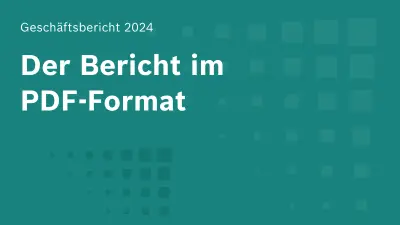 Auf grünem Hintergrund steht in weißer Schrift „Geschäftsbericht 2024, Der Bericht im PDF-Format“