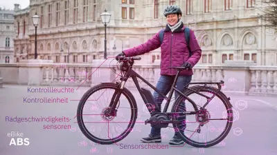 Das Bild zeigt die Komponenten des Bosch eBike ABS im Überblick.