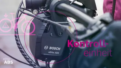 Das Bild zeigt die Bosch eBike-Kontrolleinheit. Sie ermittelt, ob eine Blockade des Vorderrades oder ein Abheben des Hinterrades droht.
