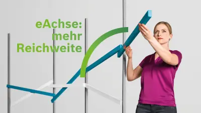 Symbolisierung der großen Reichweite der eAchse von Bosch.