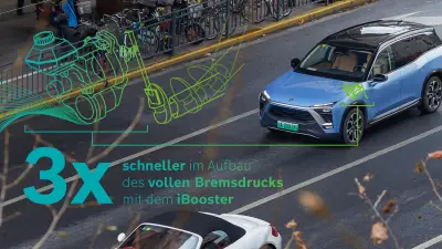 Der NIO ES8-SUV ist mit dem iBooster drei Mal schneller im Aufbau des vollen Bremsdrucks.