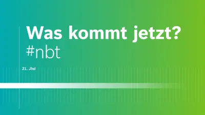 Der Satz „Was kommt jetzt?“ auf grünem Hintergrund.