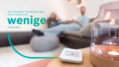 Die kabellose Installation des Twist dauert nur wenige Sekunden.