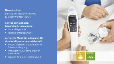 Beitrag der Bosch-Produkte zu ausgewählten Sustainable Development Goals im Bereich der Gesundheit.