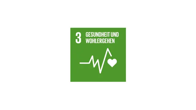 Icon des United Nations Sustainable Development Goals Nr. 3 „Gesundheit und Wohlergehen“.