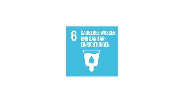 Icon des United Nations Sustainable Development Goals Nr. 6 „Sauberes Wasser und Sanitäreinrichtungen“.