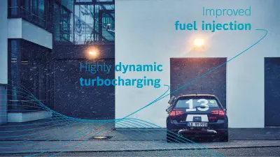 The diesel test vehicle has improved fuel injection and highly dynamic turbocharging.