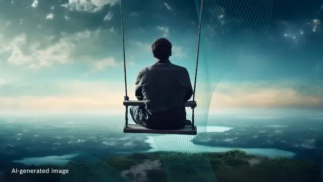 Man on a swing