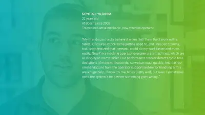Bosch associate Seyit-Ali Yildrim stands beside a control-element.