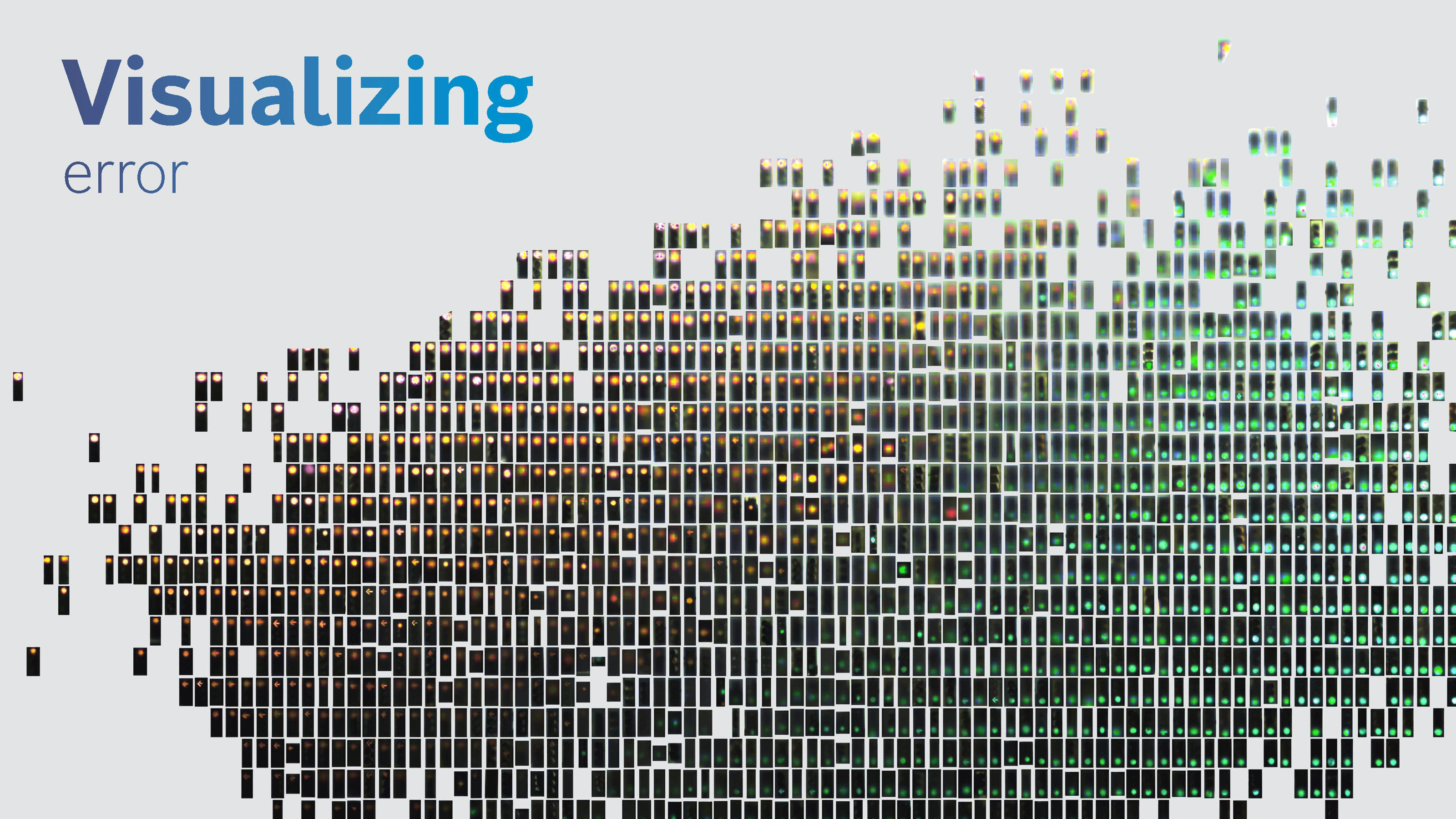 A visualization full of colorful boxes shows how errors are detected and visualized in data analysis.