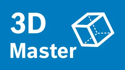 3D Master” label with stylized cube graphic on blue background