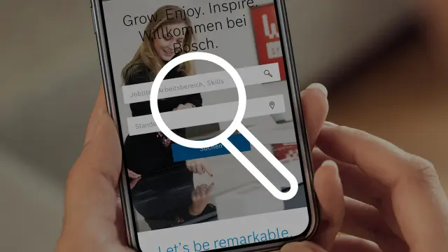 Smartphone showing Bosch career pages