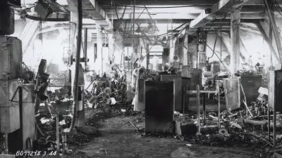 A destroyed workshop in the Stuttgart plant