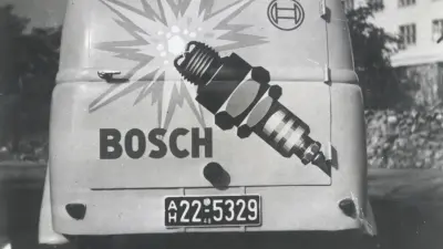 The Bosch spark plug became a symbol of post-war reconstruction, 1948.