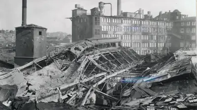 Das zerstörte Metallwerk im Feuerbacher Werk, 1944