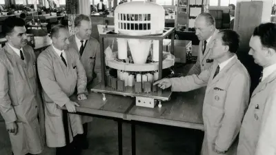 A miniature 1:10 model of the space simulator