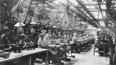 Spark plug production with the aid of electrically driven drive belts, 1920