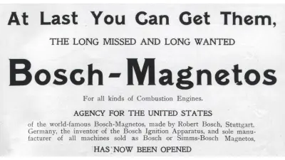 Advertisement from the U.S. Bosch advertising campaign in 1906