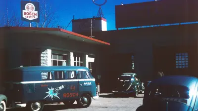 View into the yard of a Bosch Car Service station