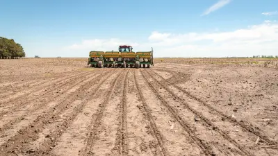 Seeder in a field