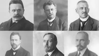 Portraits Gottlob Honold, Eugen Kayser, Ernst Ulmer, Heinrich Kempter, Max Rall und Hugo Borst