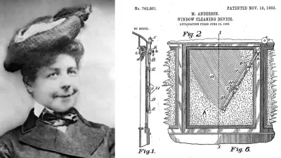 Portrait of Mary Anderson and illustration from patent application