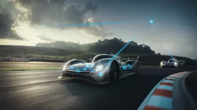 Modern racing car with software