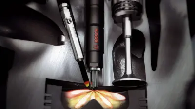 Explosion in a chamber with injection nozzle.