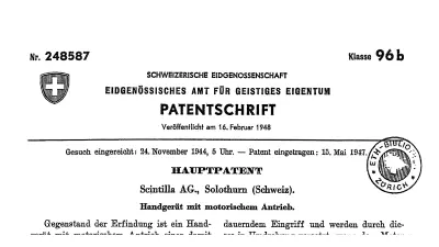 Ausschnitt aus der Patenterteilung für die Stichsäge 