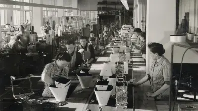Women on the assembly line in the production of boilers