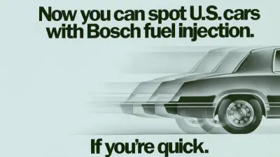 Text with Bosch logo and illustration of a car rear end in motion.