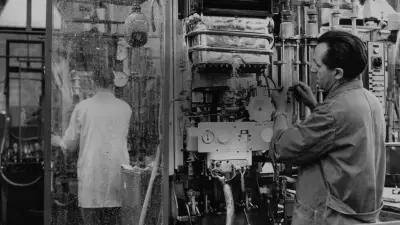 Quality check of combi boilers at Wernau plant nearby Stuttgart, Germany, 1968
