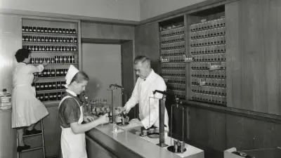The pharmacy of the Robert Bosch Hospital, 1940