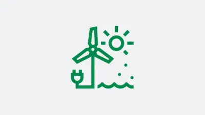 Illustration with plug, pinwheel, sun and water