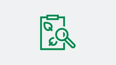 Illustration of a clipboard with a magnifying glass in front of it