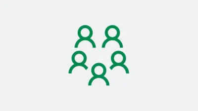 Illustration with a group of 5 people arranged in a circle