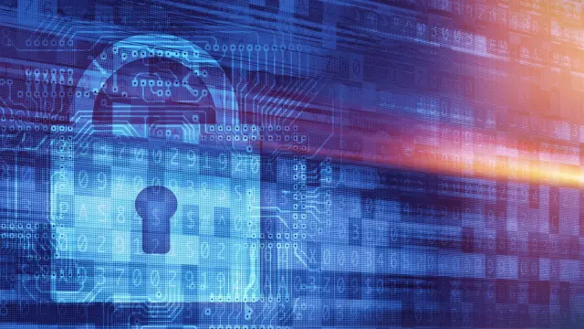 Digital image of a closed lock, symbolizing the high security provided by Bosch Origify. 