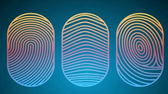 an image showing different fingerprints of the same hand using different colors, the colored fingerprints are drawn over a blue background and show difference in design.