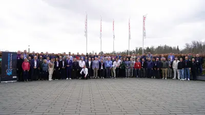 Group photo of the members of Bosch Accident Research during the symposium on accident research at Bosch Research, Renningen.