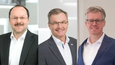 Dr. Udo-Martin Gómez, Executive Vice President Corporate Sector Research and Advance Engineering of Robert Bosch GmbH, Prof. Dr. Thomas Kropf, President Corporate Sector Research and Advance Engineering of Robert Bosch GmbH, and Dr. Michael Kessler, Senior Vice President for Digital and Artificial Intelligence solutions at Bosch Research.