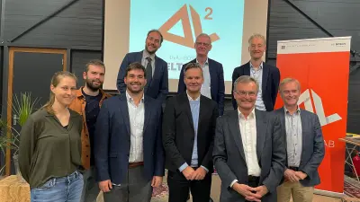 Thomas Kropf, Präsident der Bosch-Forschung und Vorausentwicklung, und Bosch Research Kollegen bei der offiziellen Eröffnungsfeier von Delta Lab 2 in Amsterdam.
