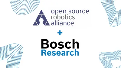 A graphic symbolizing the collaboration between the Open Source Robotics Alliance (OSRA) and Bosch.