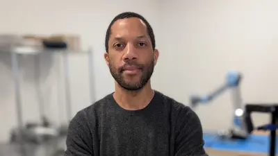 Research expert Jonathan Francis in robotics laboratory.