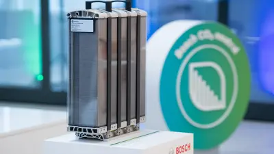 Picture of a Bosch fuel cell. Bosch Research conducts research on stationary and mobile fuel cells.