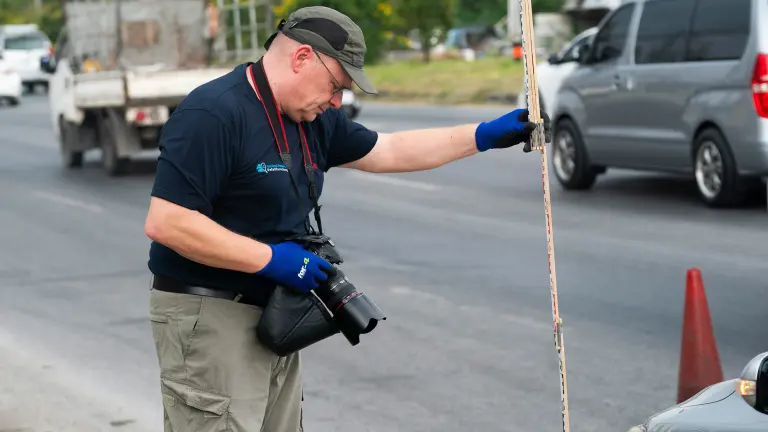 Thomas Lich during a measuring on a street