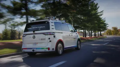 Van with automated driving technology driving on a public road
