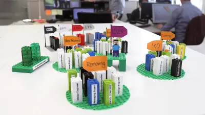 A model of lego stone shows a part of the reorganization of the business unit Home and Garden