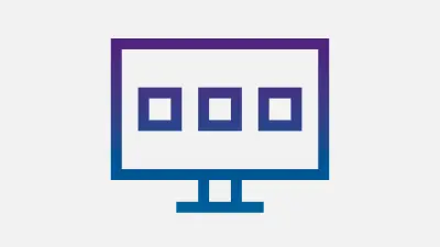 The picture shows an icon representing a computer screen with apps on it.