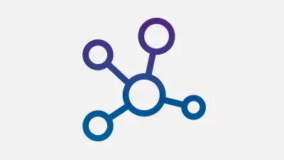 The picture shows an icon with connected circles, representing the connectivity provided by the automation platform.