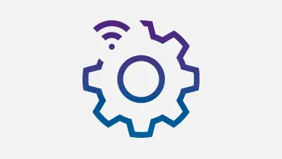 The picture shows an icon of a gearwheel with WLAN symbol, representing the system solution that can be adapted online.